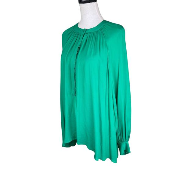Reiss NWT Gwen Green Long Gathered Blouson Sleeve Cocktail Business Blouse - Picture 8 of 16